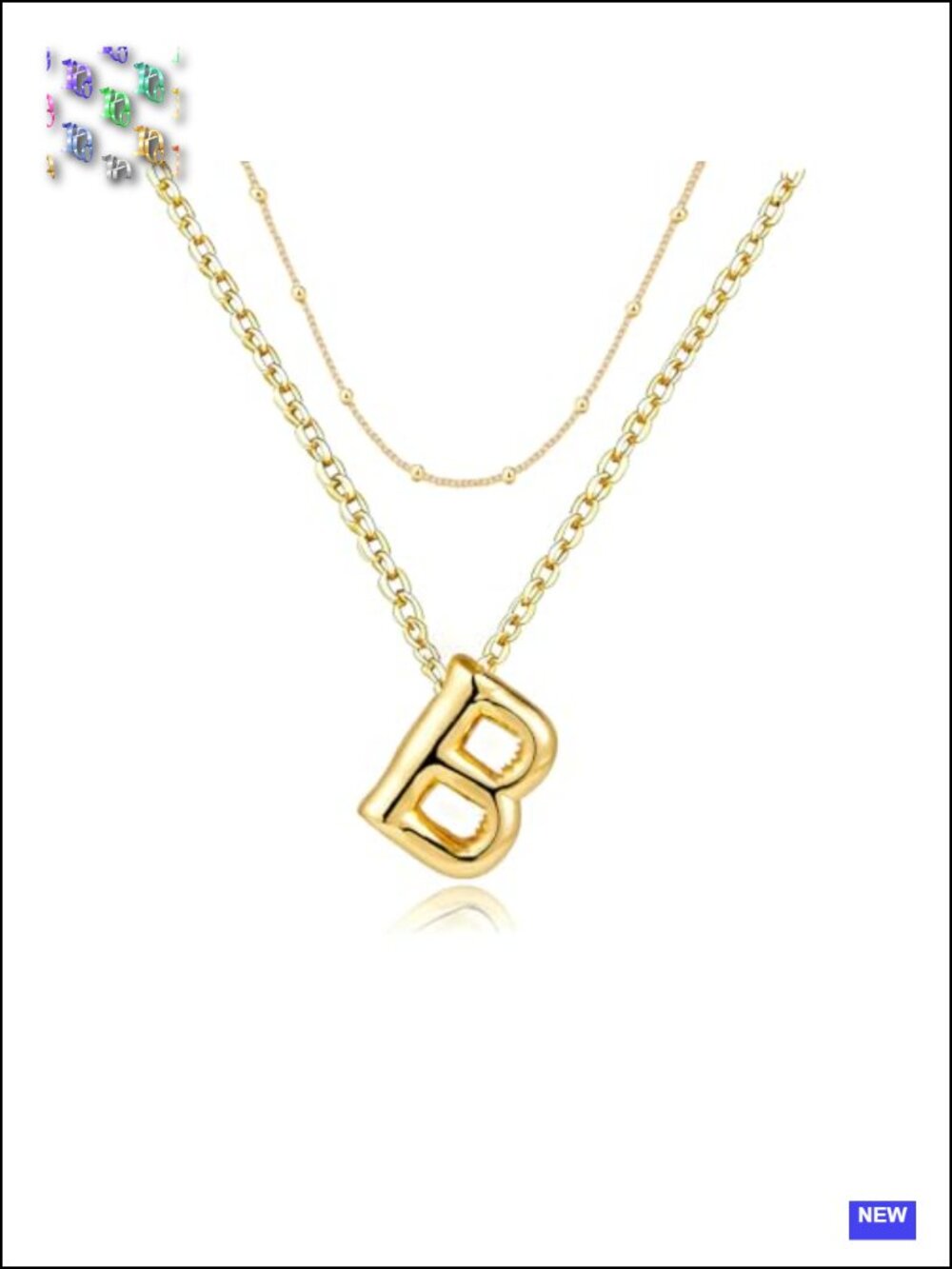 Gold Plated Initial Necklace Set Layered Bubble Letter Jewelry